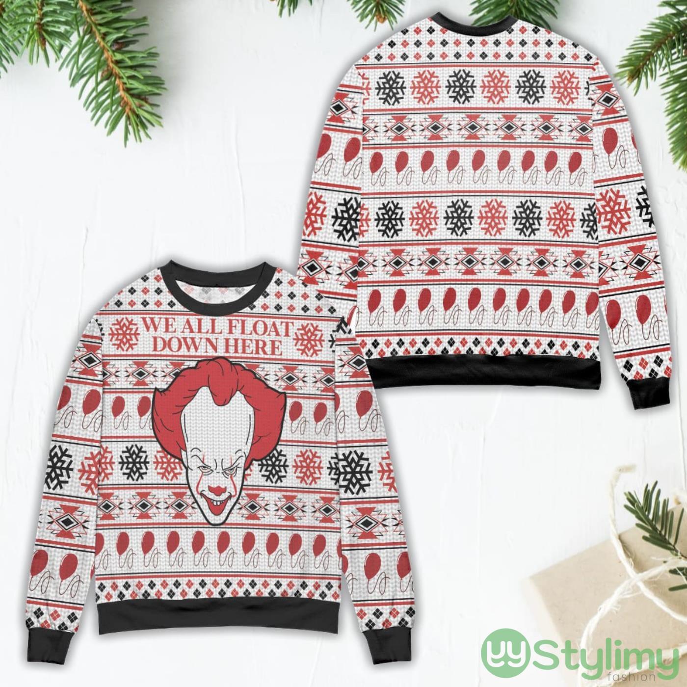 Pennywise We All Float Down Here Ugly Christmas Sweater 4 Pennywise We All Float Down Here Ugly Christmas Sweater Product Photo 1