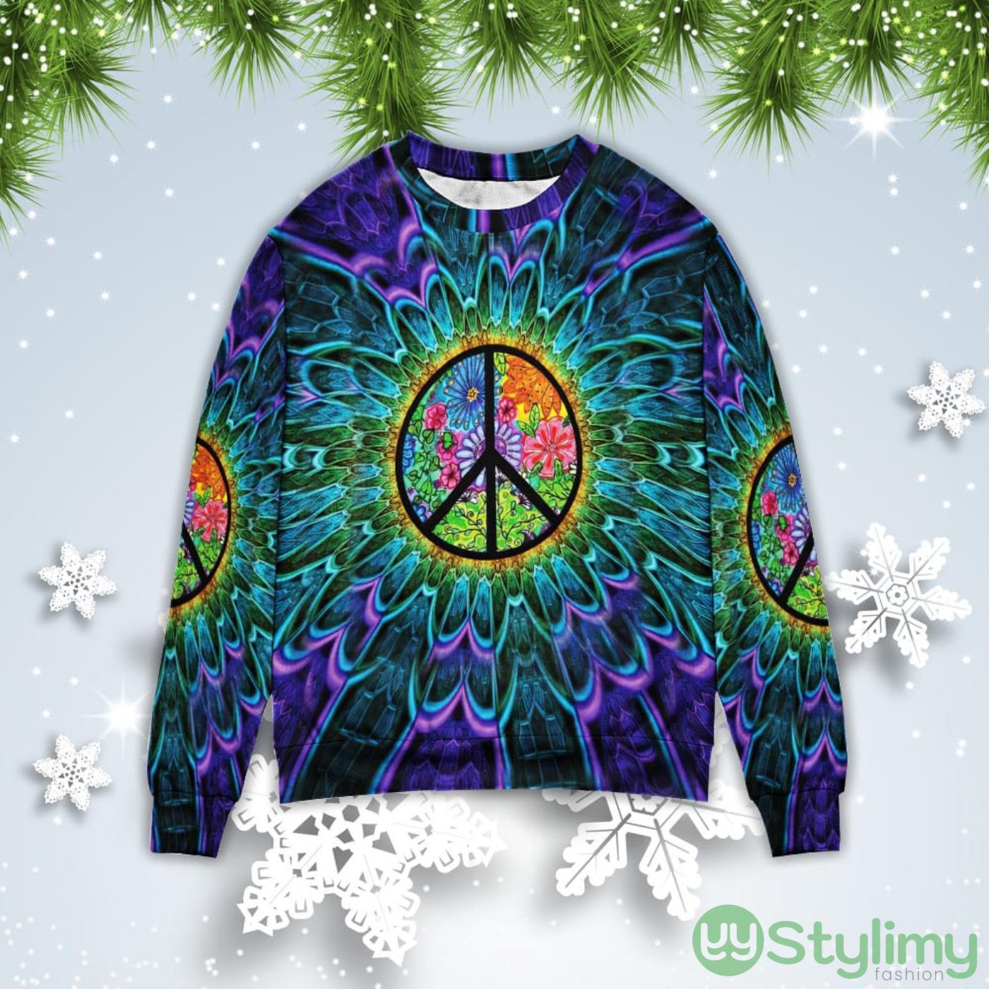 Psychedelic Hippie Peace Christmas Gift Ugly Christmas Sweater 3 Psychedelic Hippie Peace Christmas Gift Ugly Christmas Sweater Product Photo 1