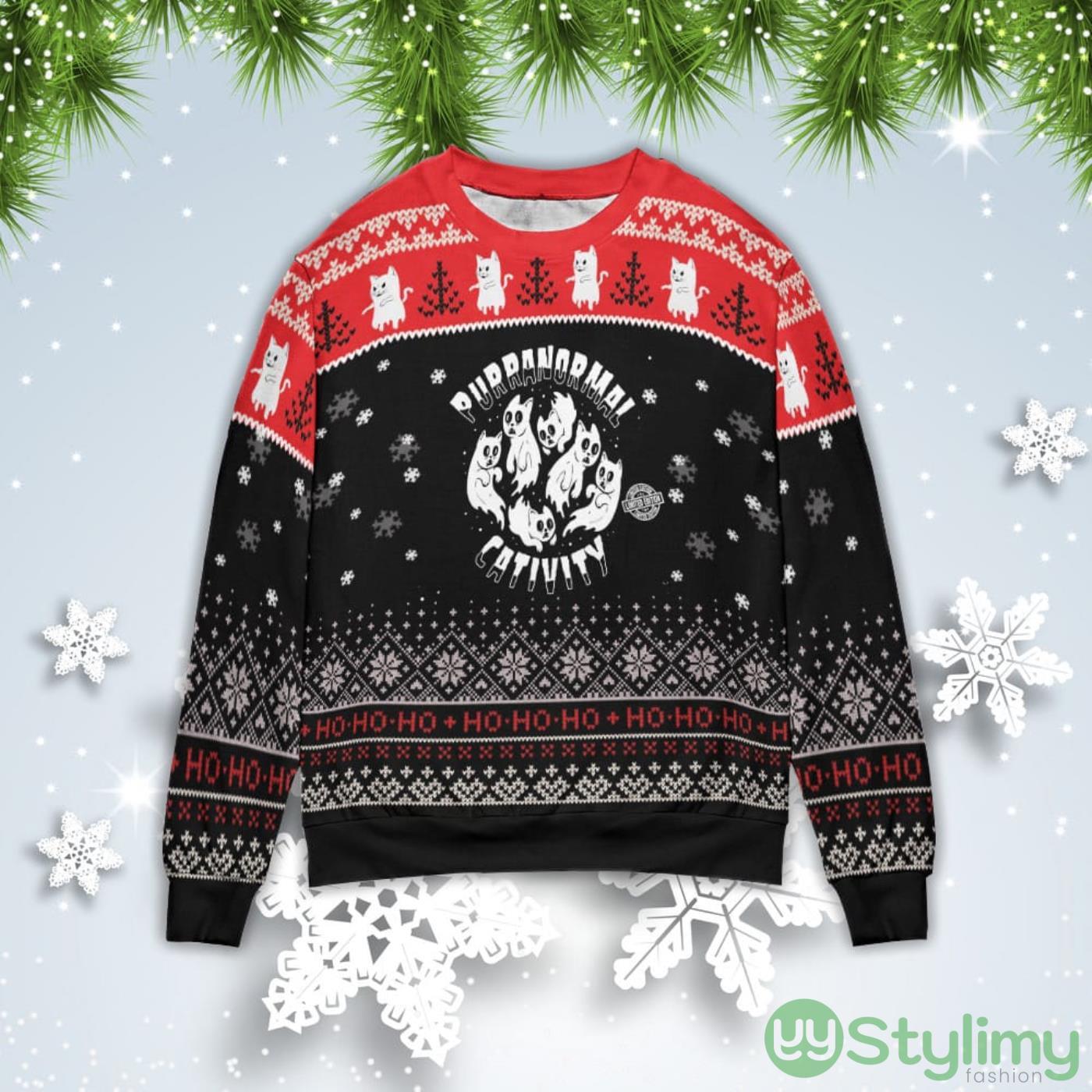 Purranormal Cativity Christmas Gift Ugly Christmas Sweater 3 Purranormal Cativity Christmas Gift Ugly Christmas Sweater Product Photo 1