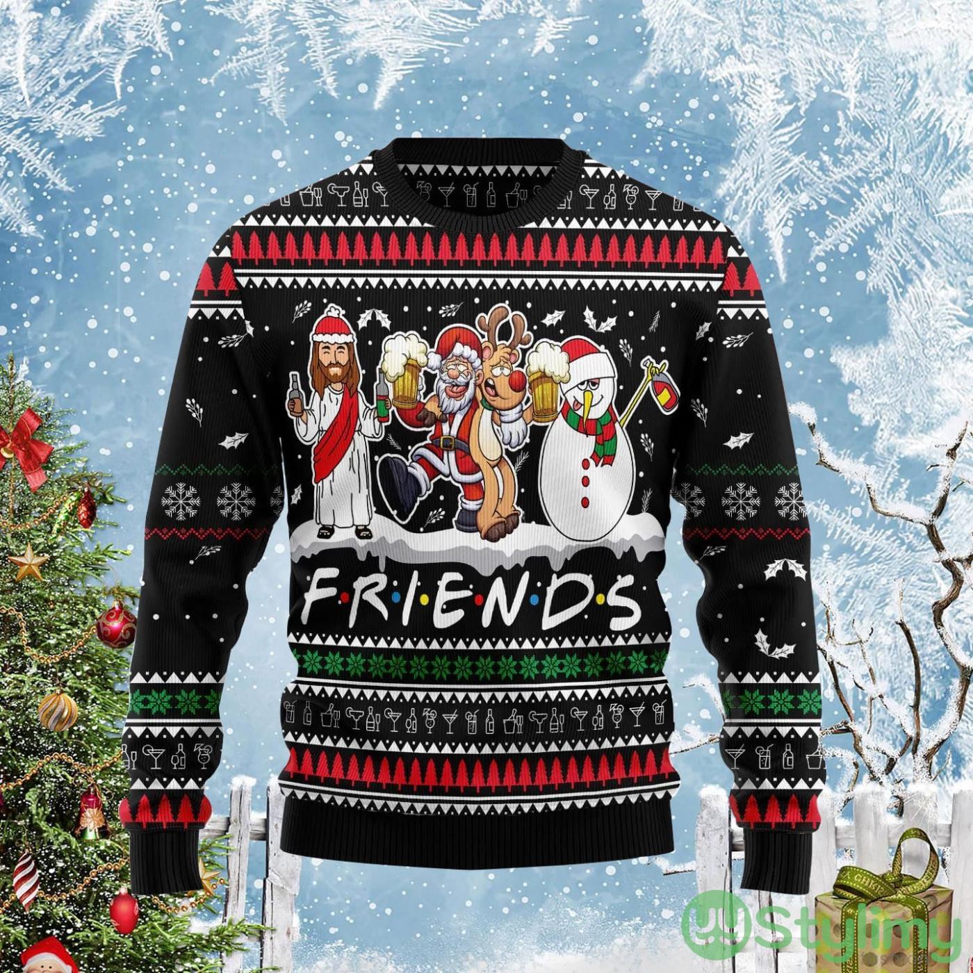 Santa Claus Jesus Friends Cute Christmas Gift Ugly Christmas Sweater 2 Santa Claus Jesus Friends Cute Christmas Gift Ugly Christmas Sweater Product Photo 1