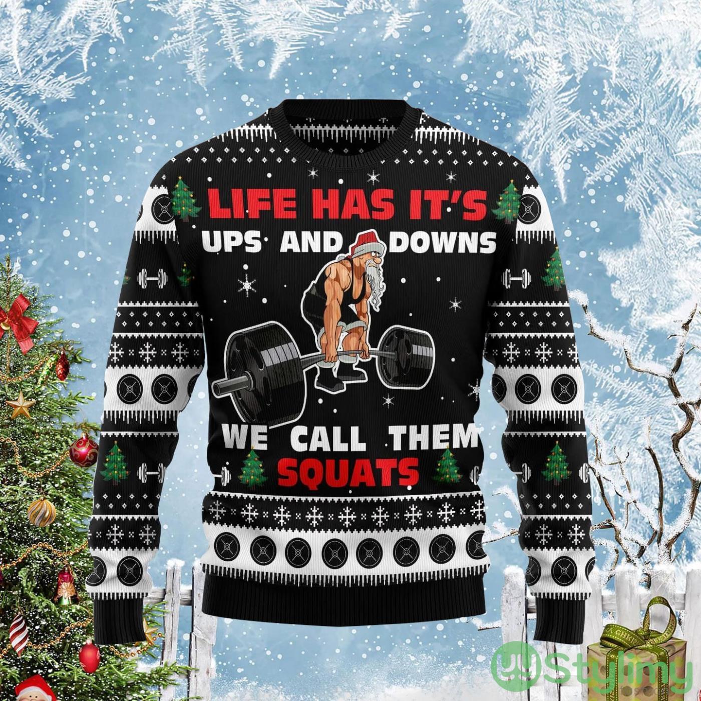 Santa Claus Squats Cute Christmas Gift Ugly Christmas Sweater 2 Santa Claus Squats Cute Christmas Gift Ugly Christmas Sweater Product Photo 1