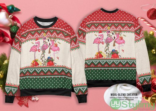 Santa Flamingo  Pink Flamingo Ugly Christmas Sweater
