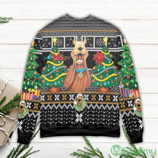 Santa Scoopy Doo And Christmas Tree Ugly Christmas Sweater Product Photo 3