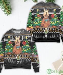 Santa Scoopy Doo And Christmas Tree Ugly Christmas Sweater Product Photo 1
