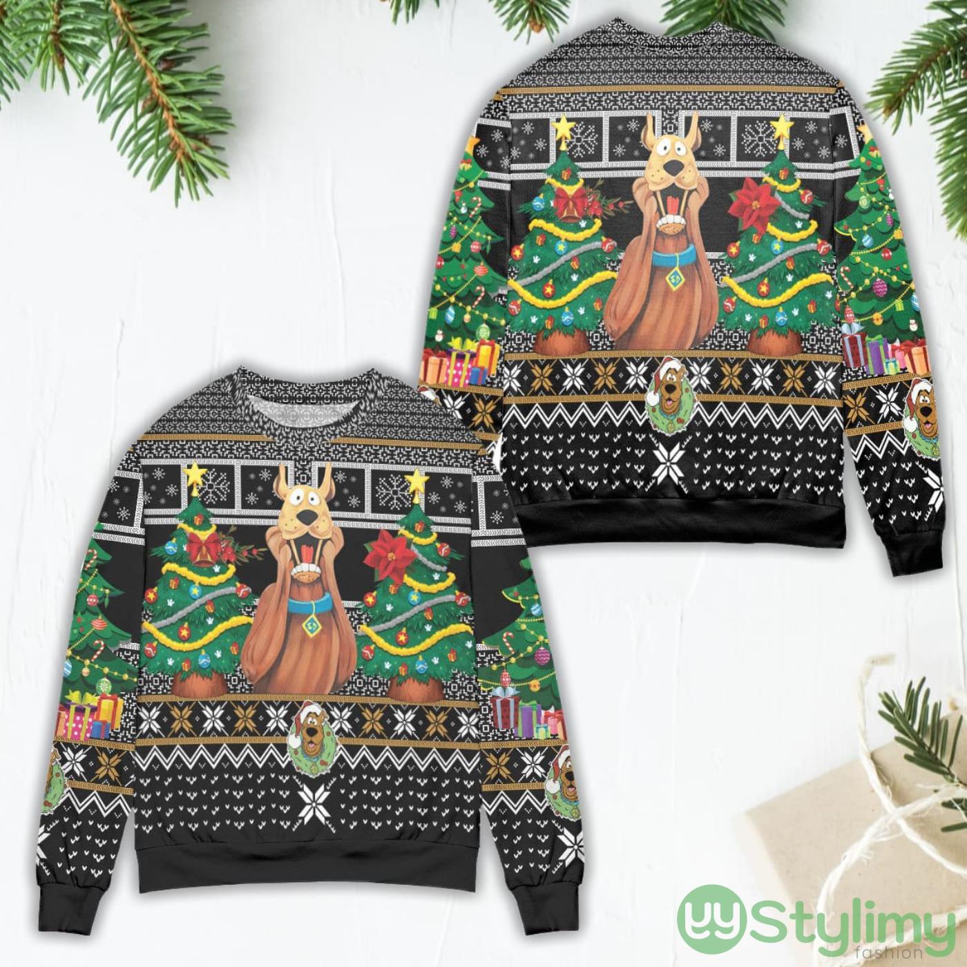 Santa Scoopy Doo And Christmas Tree Ugly Christmas Sweater 5 Santa Scoopy Doo And Christmas Tree Ugly Christmas Sweater Product Photo 1