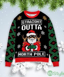 Santa Straight Outta North Pole Christmas Gift Ugly Christmas Sweater Product Photo 1