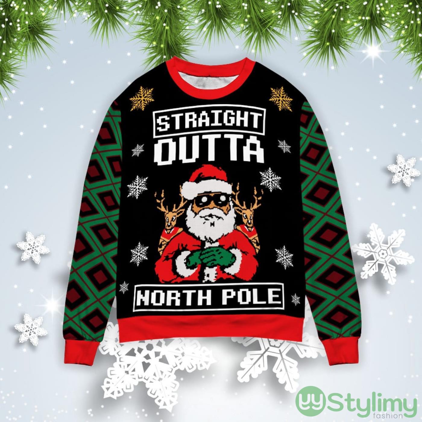Santa Straight Outta North Pole Christmas Gift Ugly Christmas Sweater 3 Santa Straight Outta North Pole Christmas Gift Ugly Christmas Sweater Product Photo 1