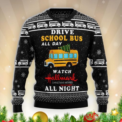 School Bus All Day Ugly Christmas Sweater