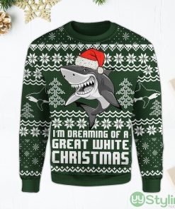 Shark I'm Dreaming Of A Great White Christmas Ugly Christmas Sweater Product Photo 2