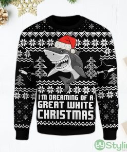 Shark I'm Dreaming Of A Great White Christmas Ugly Christmas Sweater Product Photo 3