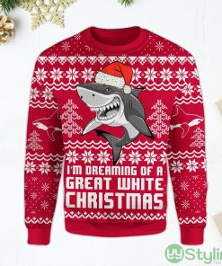 Shark I'm Dreaming Of A Great White Christmas Ugly Christmas Sweater Product Photo 1
