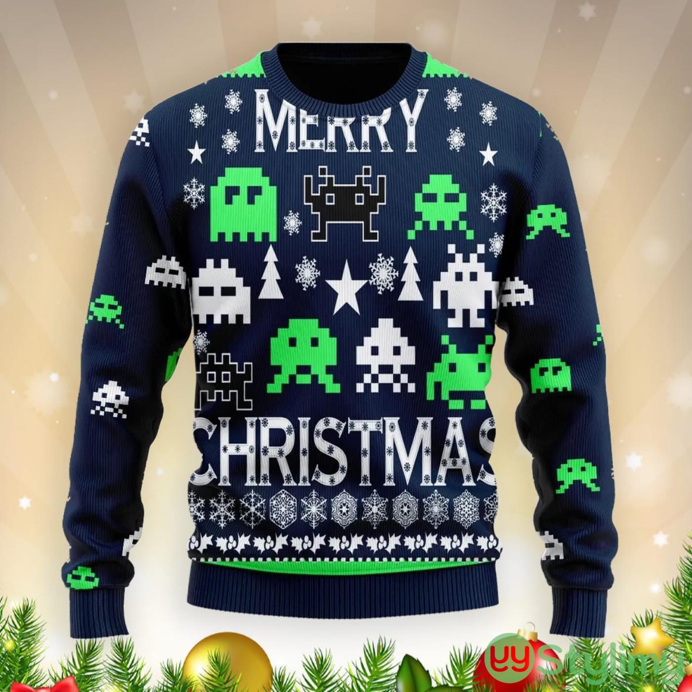 Space Invaders Christmas Gift Ugly Christmas Sweater 2 Space Invaders Christmas Gift Ugly Christmas Sweater Product Photo 1