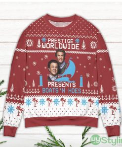 Step Brothers Prestige Worldwide Presents Boats 'N Hoes Red Ugly Christmas Sweater Product Photo 2
