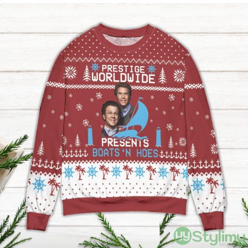 Step Brothers Prestige Worldwide Presents Boats ‘N Hoes Red Ugly Christmas Sweater