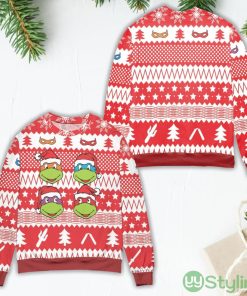 Teenage Mutant Ninja Turtles Pine Tree and Stars Ugly Christmas Sweater Product Photo 1