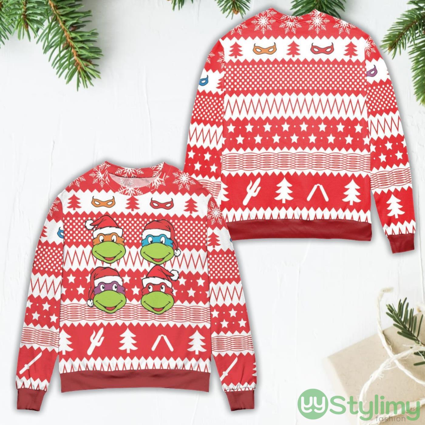 Teenage Mutant Ninja Turtles Pine Tree and Stars Ugly Christmas Sweater 5 Teenage Mutant Ninja Turtles Pine Tree and Stars Ugly Christmas Sweater Product Photo 1