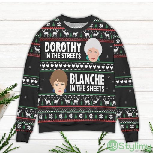 The Golden Girls Dorothy In The Streets Blanche In The Sheets Ugly Christmas Sweater Product Photo 2