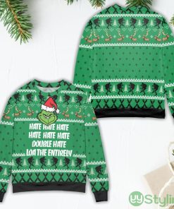 The Grinch Hate Double Hate Loathe Entirely Ugly Christmas Sweater Product Photo 1