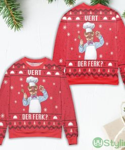 The Swedish Chef Vert Der Ferk The Muppet Show Snowflake Pattern Ugly Christmas Sweater Product Photo 1