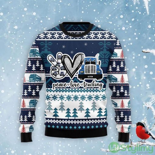 Truck Peace Love Ugly Christmas Sweater Product Photo 1
