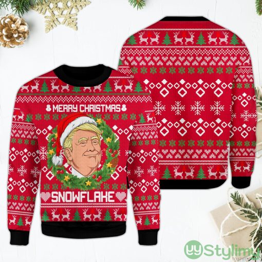 Trump Merry Christmas Snowflake Funny Laurel Wreath Trump Ugly Christmas Sweater