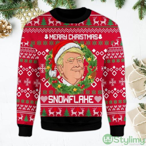 Trump Merry Christmas Snowflake Funny Laurel Wreath Trump Ugly Christmas Sweater