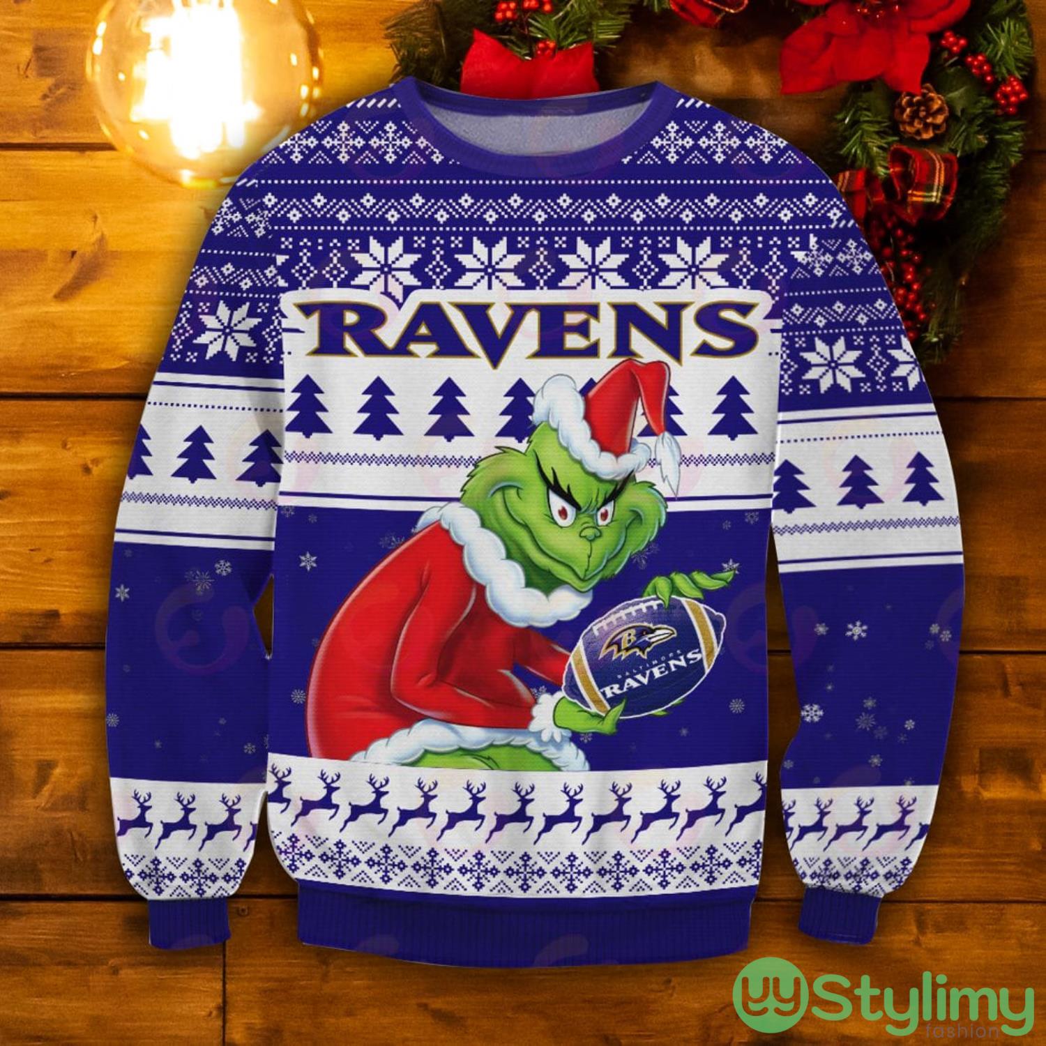 Baltimore Ravens Grinch Ugly Christmas Sweater 3 Baltimore Ravens Grinch Ugly Christmas Sweater Product Photo 1
