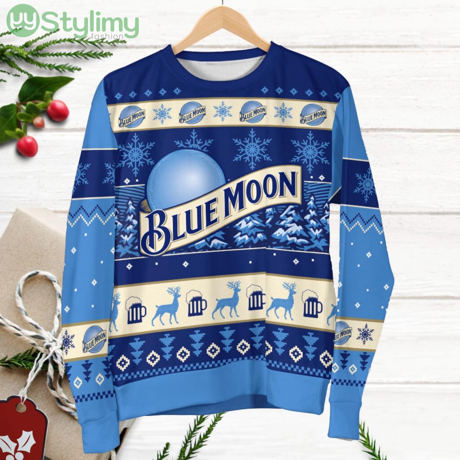 Blue Moon Beer Ugly Christmas Sweater 3 Blue Moon Beer Ugly Christmas Sweater Product Photo 1