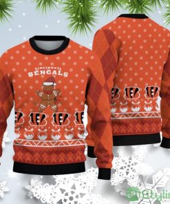 Cincinnati Bengals Christmas Gingerbread Man Ugly Christmas Sweater Product Photo 1