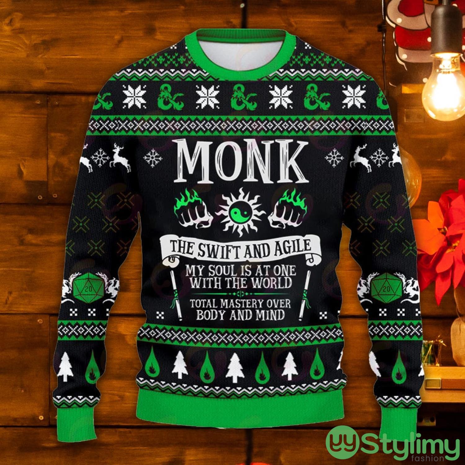 Classes Monk The Swift And Agile Ugly Christmas Sweater 5 Classes Monk The Swift And Agile Ugly Christmas Sweater Product Photo 1