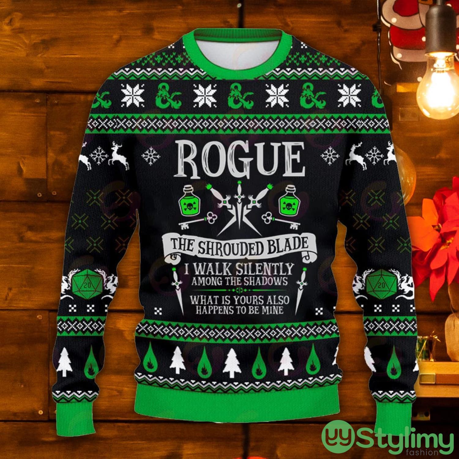 Classes Rogue The Shrouded Blade Green Ugly Christmas Sweater 3 Classes Rogue The Shrouded Blade Green Ugly Christmas Sweater Product Photo 1