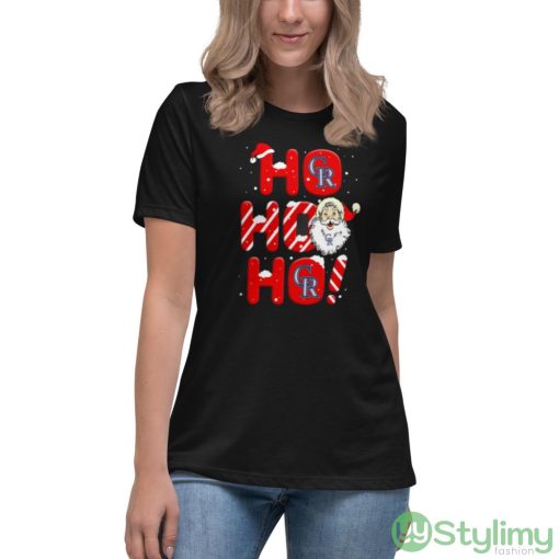 Colorado Rockies MLB Baseball Ho Ho Ho Santa Claus Merry Christmas Shirt - Women's Relaxed Short Sleeve Jersey Tee