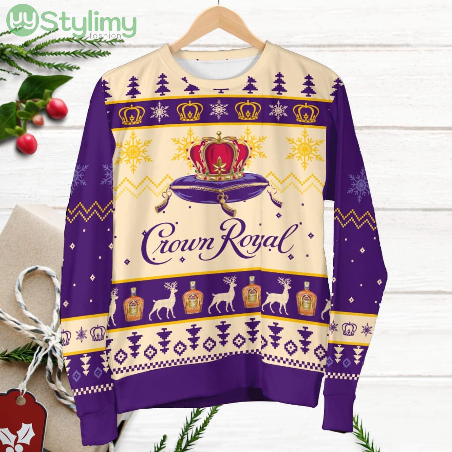 Crown Royal Whiskey Ugly Christmas Sweater 3 Crown Royal Whiskey Ugly Christmas Sweater Product Photo 1