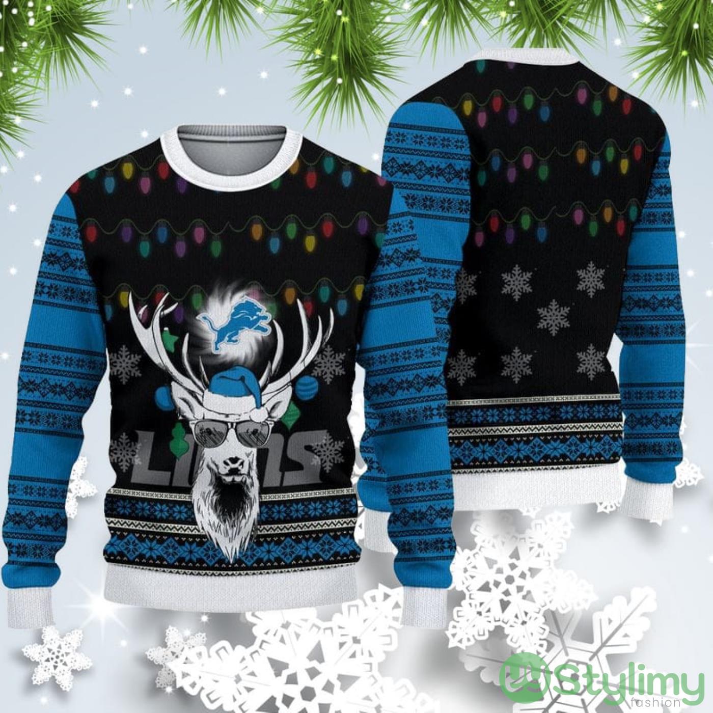 Detroit Lions Christmas Reindeer Ugly Christmas Sweater 2 Detroit Lions Christmas Reindeer Ugly Christmas Sweater Product Photo 1
