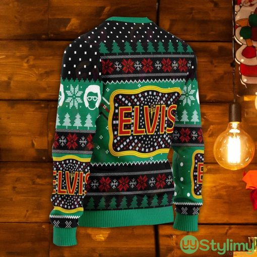 Elviss Presleyy Belt Buckle Sign With Rhinestone Ugly Christmas Sweater Product Photo 2