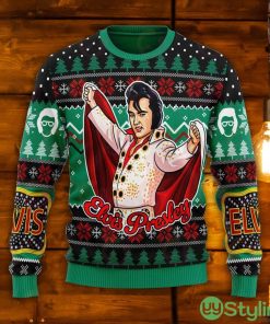 Elviss Presleyy Belt Buckle Sign With Rhinestone Ugly Christmas Sweater Product Photo 1