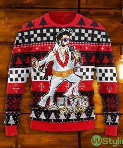 Gearhomie Elvis Fatley Meme Red Ugly Christmas Sweater Product Photo 1