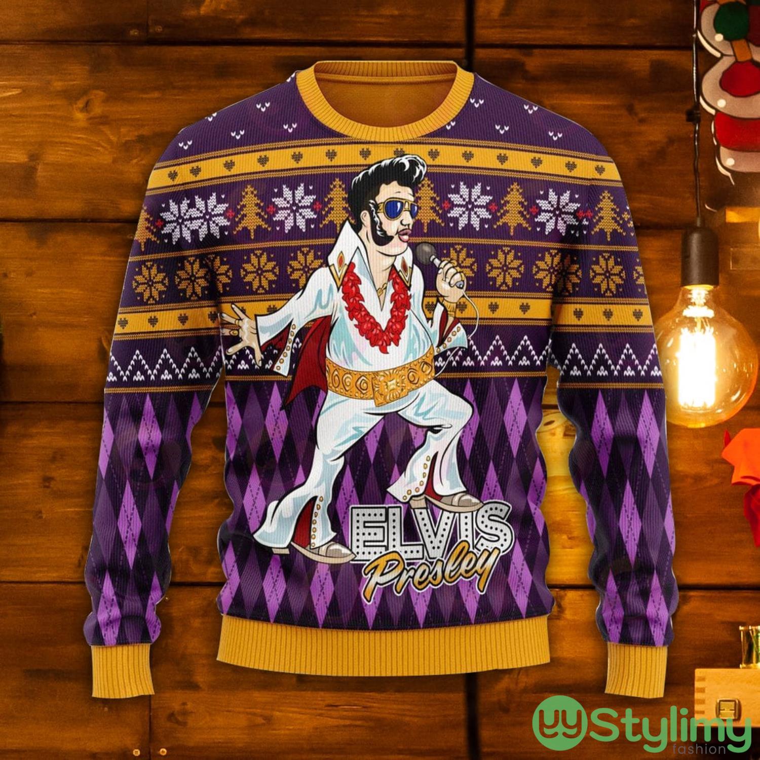 Gearhomie Elvis Fatley Meme Ugly Christmas Sweater 3 Gearhomie Elvis Fatley Meme Ugly Christmas Sweater Product Photo 1