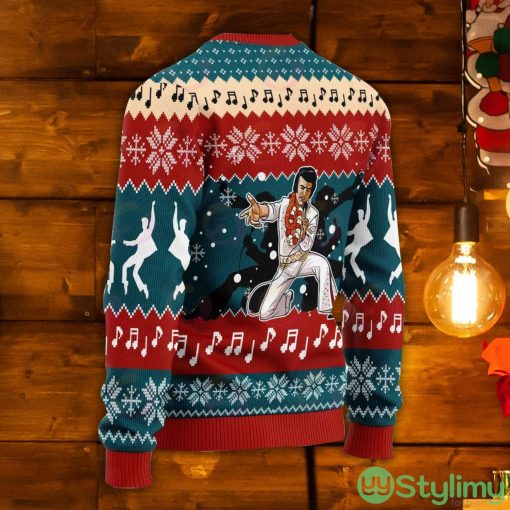 Gearhomie Who Is Listening To Elvis Presley Ugly Christmas Sweater Product Photo 2