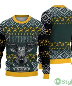 Green Bay Packers Christmas Reindeer Ugly Christmas Sweater Product Photo 1
