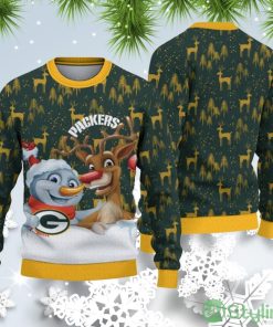 Green Bay Packers Christmas Snowman Reindeer Ugly Christmas Sweater Product Photo 1