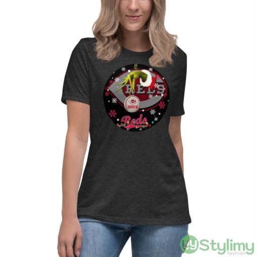 Grinch Cincinnati Reds Christmas Ceramic Grinch Christmas Shirt - Women's Relaxed Short Sleeve Jersey Tee-1