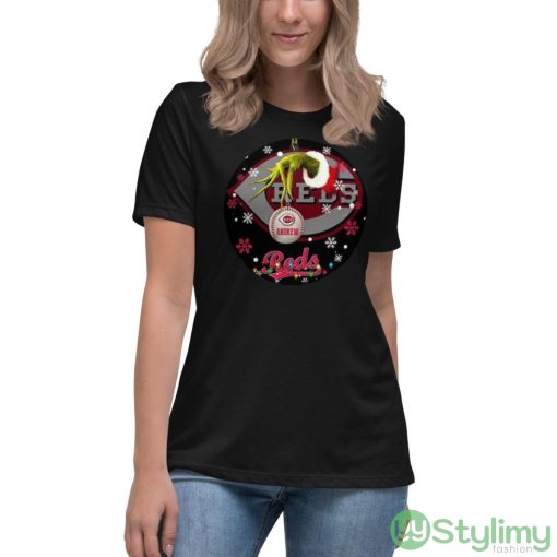 Grinch Cincinnati Reds Christmas Ceramic Grinch Christmas Shirt - Women's Relaxed Short Sleeve Jersey Tee
