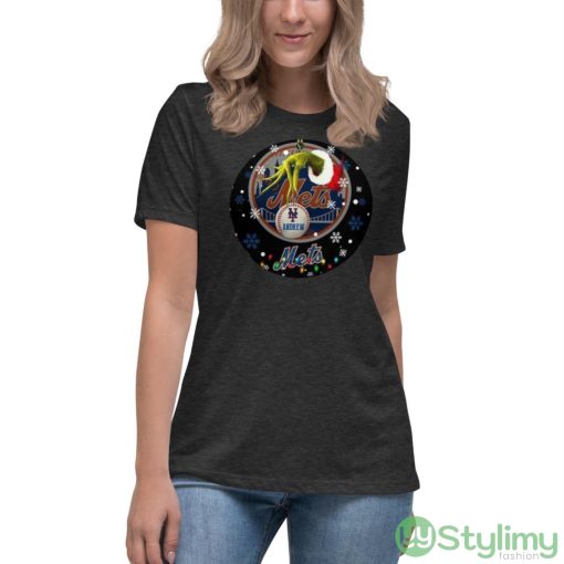 Grinch New York Mets Christmas Ceramic Grinch Christmas Shirt - Women's Relaxed Short Sleeve Jersey Tee-1