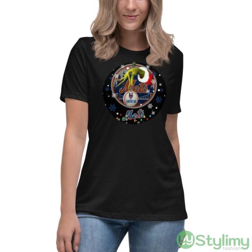 Grinch New York Mets Christmas Ceramic Grinch Christmas Shirt - Women's Relaxed Short Sleeve Jersey Tee