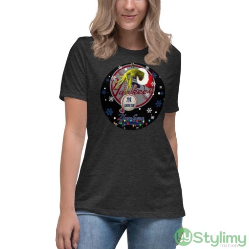 Grinch New York Yankees Christmas Ceramic Grinch Christmas Shirt - Women's Relaxed Short Sleeve Jersey Tee-1