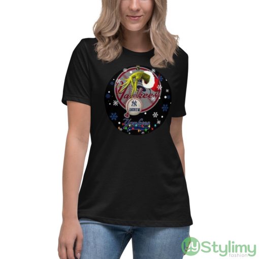 Grinch New York Yankees Christmas Ceramic Grinch Christmas Shirt - Women's Relaxed Short Sleeve Jersey Tee