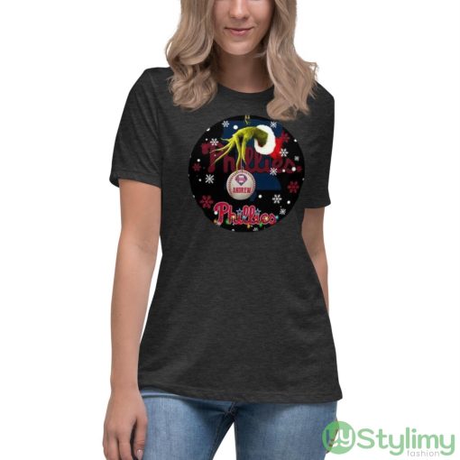 Grinch Philadelphia Phillies Christmas Ceramic Grinch Christmas Shirt - Women's Relaxed Short Sleeve Jersey Tee-1