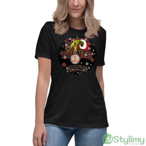 Grinch San Francisco Giants Christmas Ceramic Grinch Christmas Shirt - Women's Relaxed Short Sleeve Jersey Tee