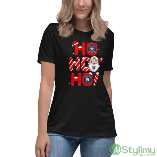Houston Astros MLB Baseball Ho Ho Ho Santa Claus Merry Christmas Shirt - Women's Relaxed Short Sleeve Jersey Tee